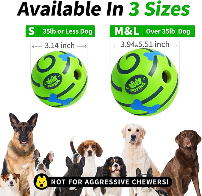 Giggle Ball for Dogs 2 Pack, Glowing Interactive Dog Toys Balls, Rolling Squeaky Toy for Large Medium Small Dogs, Fun Giggle Sounds Attract Attention When Rolled or Shaken - 3.14 inch
