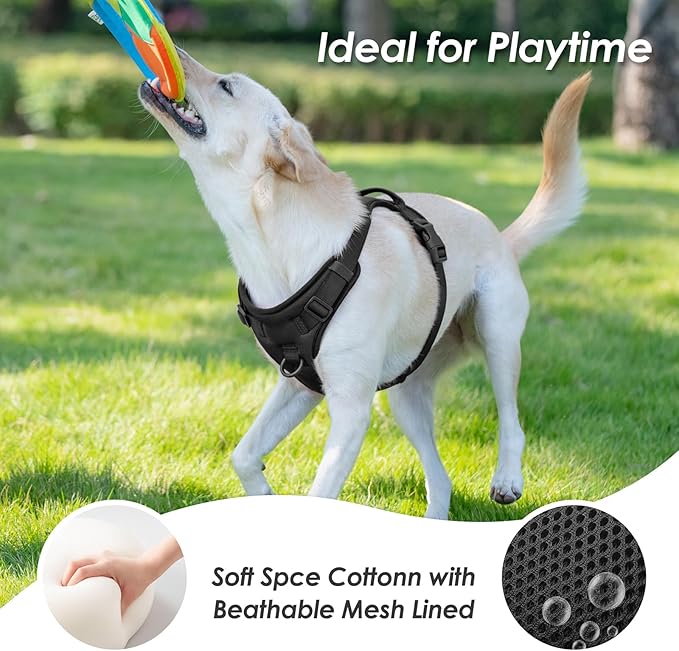 No Pull Dog Harness, Puppy Vest with Front Clip for Small Medium Large Sized Dog(Black,S)