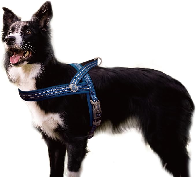 DOCO No-Pull Dog Harness Halter Reflective Easy-Control Harness for Training, Walking, and Preventing Pulling, Ideal for Medium Dogs(Navy Blue)