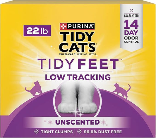 Purina Tidy Cats Tidy Feet Clumping Low Tracking Cat Litter with Odor Control – Unscented - 22 lb. Box