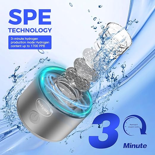 Hydrogen Water Bottle, Hydrogen Water Bottle Generator with SPE Technology Water Ionizer, Hydrogen Water Machine Improve Water in 3 Minutes for Home, Office, Travel, Exercise, TypeC