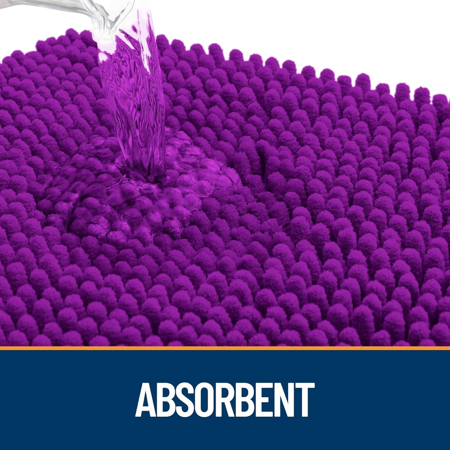 OLANLY Dog Door Mat for Muddy Paws 59x20, Absorbs Moisture and Dirt, Absorbent Non-Slip Washable Doormat, Quick Dry Chenille Mud Mat for Dogs, Entry Indoor Entryway Carpet for Inside Floor, Purple