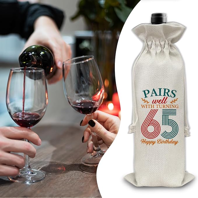 65th Birthday Gifts Wine Bag Congratulations Gifts for Women Men Parents Mom Dad Anniversary 1959 Birthday Wine Gift Bag