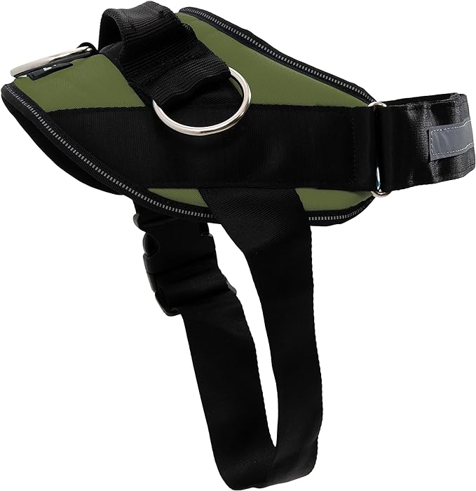 ShawnCo Essential Dog Harness, No-Pull Pet Vest with 3 Leash Clips, No Choke, Reflective, Adjustable and Padded, for Easy Walking and Training for Small, Medium and Large Dogs (Olive Green, XL)