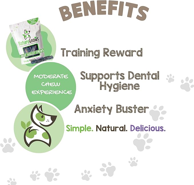 Nature Gnaws Braided Beef Gullet Chews for Dogs 5-6" (10 Count) - Long Lasting for Small and Medium Dogs - Natural Beef Jerky Dog Chew Bones