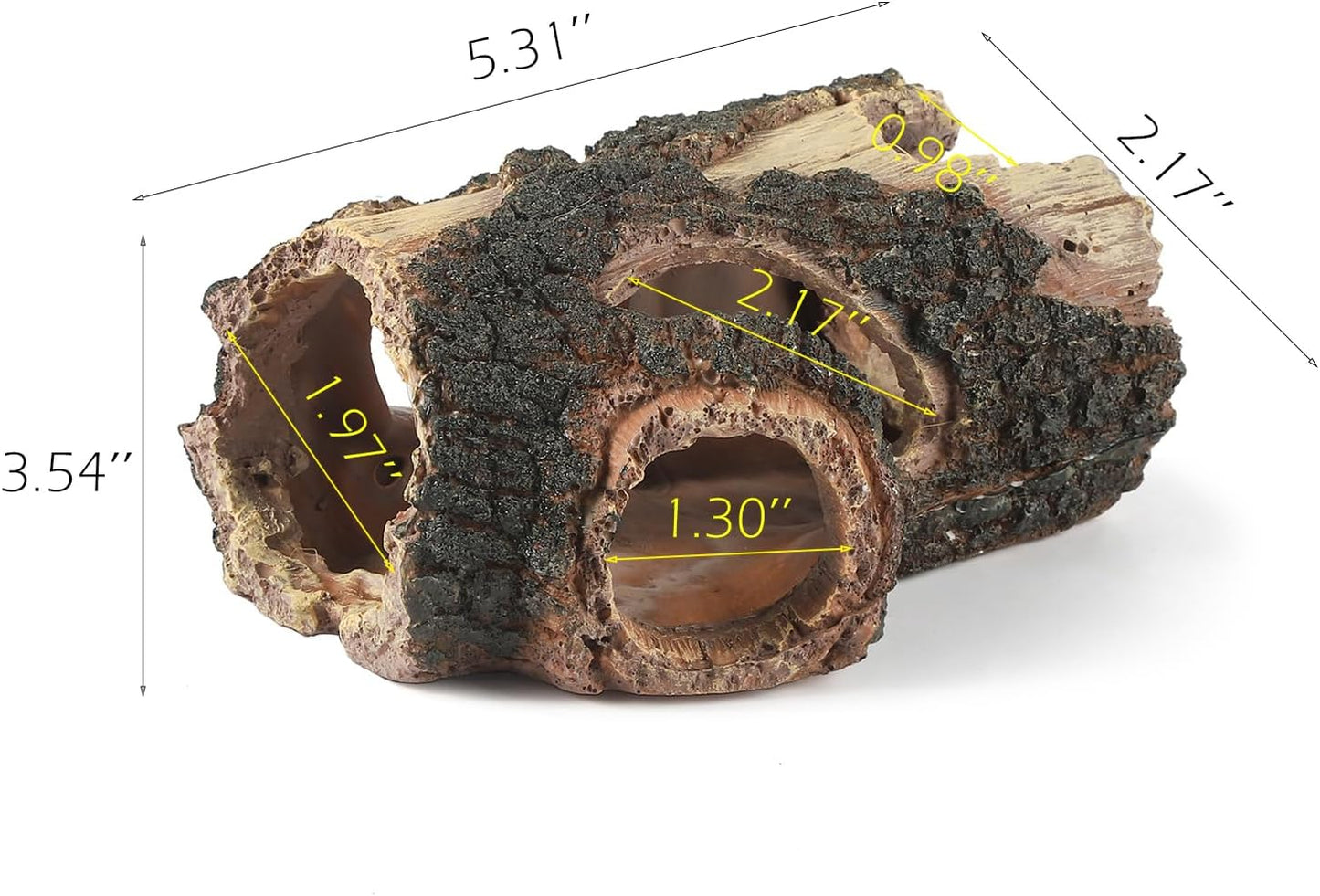 IBWell Aquarium Wood Fish Tank Decorations，Resin Fake Logs Terrarium DÉCor, Reptile Hide Aquarium Hideout for Fish Cave, Small Turtles, to 20 Gallon Tank