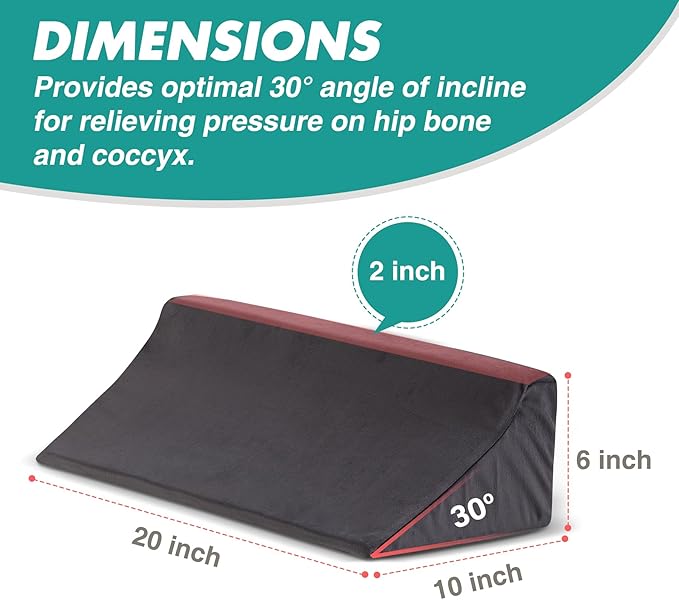 Wedge Pillow for Side Sleeping, Bed Wedge& Body Positioners, Back Pillow for Pregnancy, Back Pain, Leg Elevation and Side Sleepers, Memory Foam Body Pillow, Anti-Slip Base, Short Plush