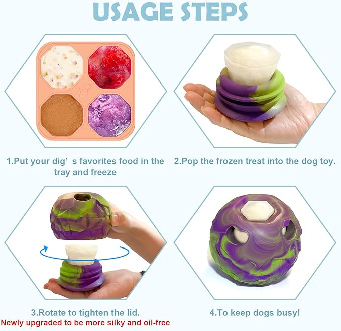 Dog Toys, DIY Frozen Dog Treats to Keep Dogs Busy, Interactive Treat Dispensing Dog Toy Puzzle, Interactive Chew Toys for Power Chewer, Easy to Clean, for Medium to Large Dogs 30-85lbs