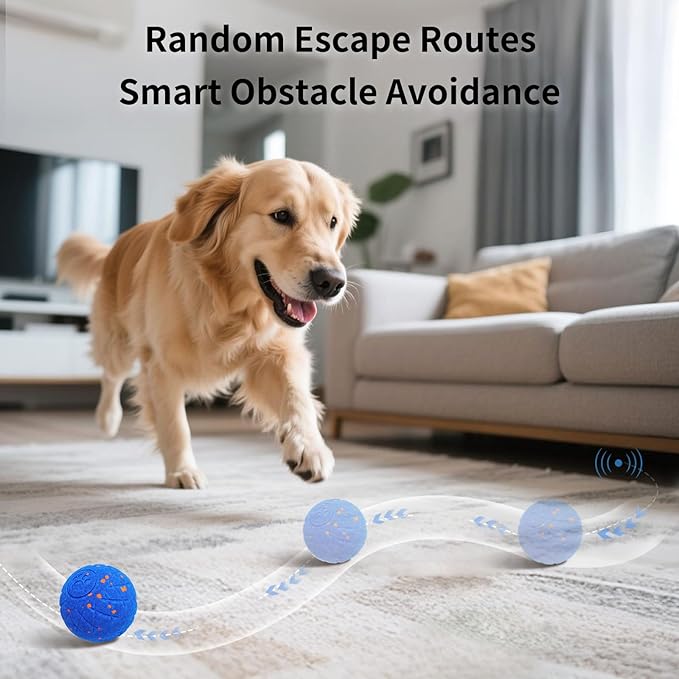 SCHITEC Interactive Dog Toys Ball Smart Automatic Bouncing Moving Rolling Vibrating Ball Motorized Pet Chase Toys for High Energy Medium Large Dogs (Blue)
