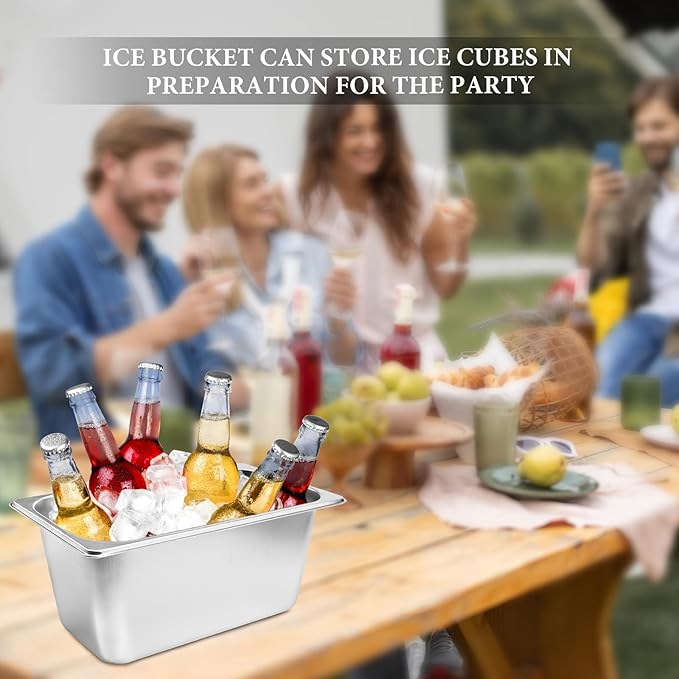 Ice Bucket, Stainless Steel Ice Buckets for Parties for Wine Beer Champagne Large Size Beverage Tub, Ice Cube bin for Storing ice Cubes