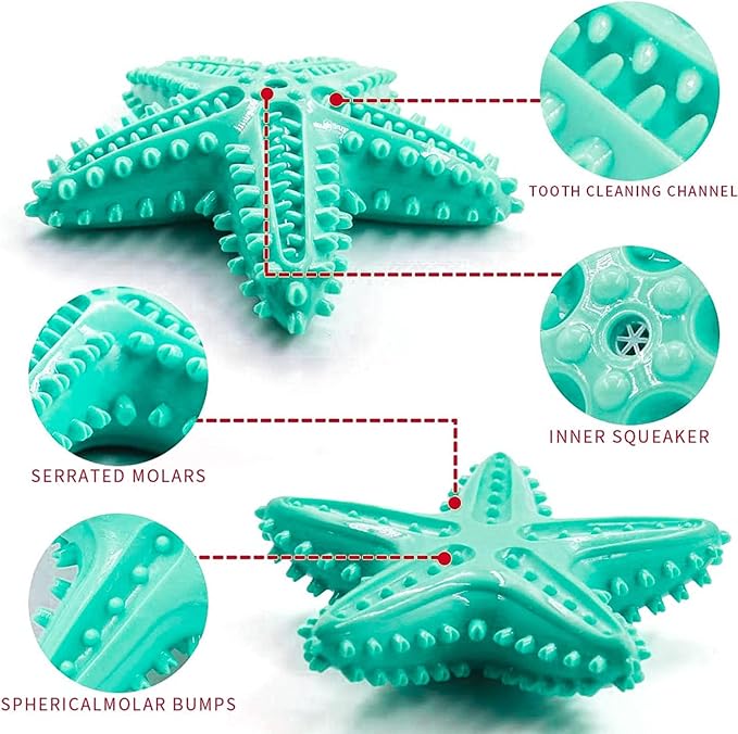 LiuMelinda Dog Chew Toys for Aggressive-Chewers - Indestructible Dog Toy for Aggressive Chewer，Tough Chew Toys for Dogs （Rubber Blue-Starfish）