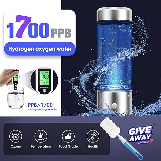 Hydrogen Water Bottle, Portable Rechargeable Hydrogen Water Bottles Generator, 3 Min Quick Electrolysis, 420ml Portable Hydrogen Water Generator for Office, Daily Use, Exercise, Travel and Gifts