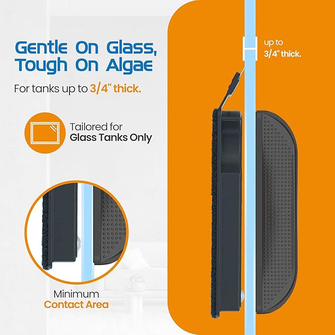 FL!PPER Flipper Cleaner Float - 2-in-1 Floating Magnetic Aquarium Glass Cleaner - Fish Tank - Scrubber & Scraper Aquarium Cleaning Tools – Fish Tank, Max