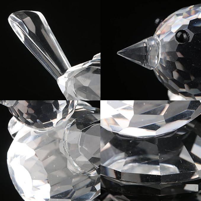 H&D HYALINE & DORA Crystal Bird of Happiness Collectible Figurines Glass Animal Figurine for Table Home Decoration