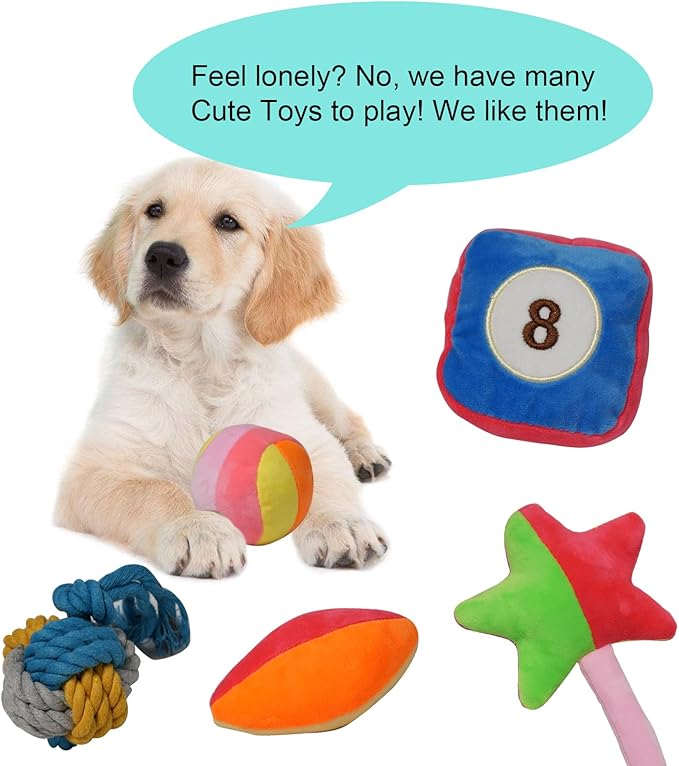 Puppies Pet Multiple Designs Rope Dog Chew Toys,Cute Stuffed Plush Puppy Squeaky Toys for Small Medium Dogs Interactive Play Exercise (Pack of 15)