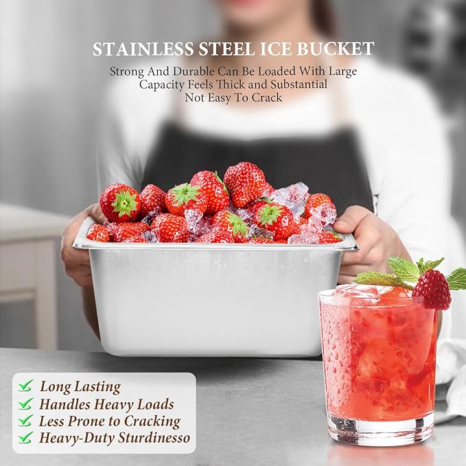 Ice Bucket, Stainless Steel Ice Buckets for Parties for Wine Beer Champagne Large Size Beverage Tub, Ice Cube bin for Storing ice Cubes