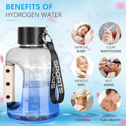 Hydrogen Water Bottle 1.5L Large Capacity, Portable Hydrogen Water Bottle Generator, Rechargeable 6Min Electrolysis Water Ionizer Machine Suitable for Outdoor Sports, Travel, Office, Gift for Love