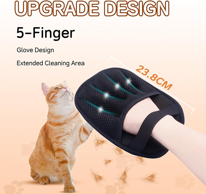 Pet Hair Remover Electrostatic Gloves,Pet Hair Removal for Cats & Dogs, Cat Grooming Gloves，Pet Hair Fur Removal Mitt, Cleanup for Furniture, Clothing, and Upholstery,Reusable, Quick & Easy Cleaning