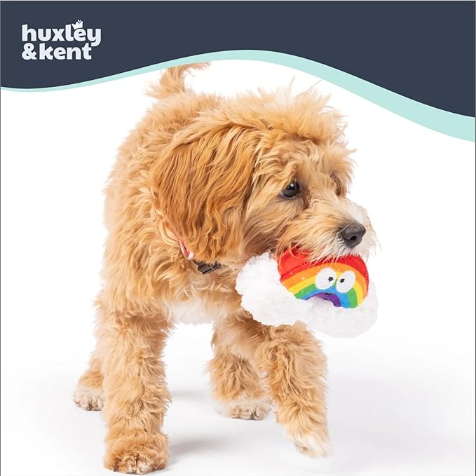 Huxley & Kent Interactive Crinkle Puppy Toys w/ Power Plush Tech - Cute Puppy Toys - Dog Toys for Enrichment (Happy Rainbow, Small)