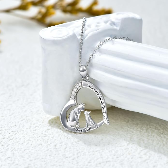 925 Sterling Silver Lab Grown Diamond Animal Necklace Cat/Bear/Bee/Dolphin/Dragonfly/Horse/Hummingbird/Koala/Parrot/Penguin/Pigeon/Sea Turtle/Starfish Lab Grown Diamond Necklace Gift for Women