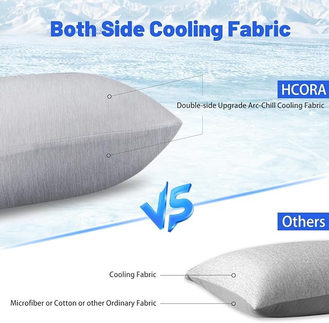 Cooling Pillow Cases for Hot Sleepers - Double Side Arc-Chill Q-Max>0.5 Cooling Fiber Cool Pillow Cases 2 Pack - Breathable Soft Cold Pillow Cases with Hidden Zipper (Dark Grey, 20" x 26")