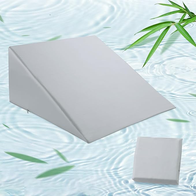 HOMBYS Bamboo Viscose Bed Wedge Pillow Cover with Zipper, 100% Viscose Made from Bamboo, Soft, Cooling, Breathable Wedge Pillowcase Sweat-Absorbent Pillowcase for Summer, 25"x25"x12.5", Light Grey