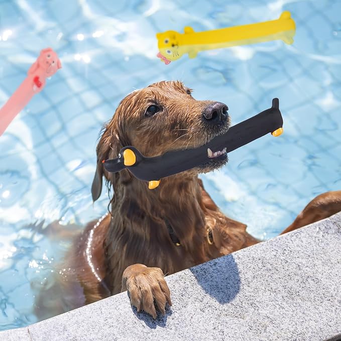 3 pcs 9-11 inch Original Squeaky Latex Dog Toy for Small Medium Large Breeds, Rubber Bite Force Pet Toys for Cat Puppy Animal(Yellow Pink Black), Safe Easy to Clean