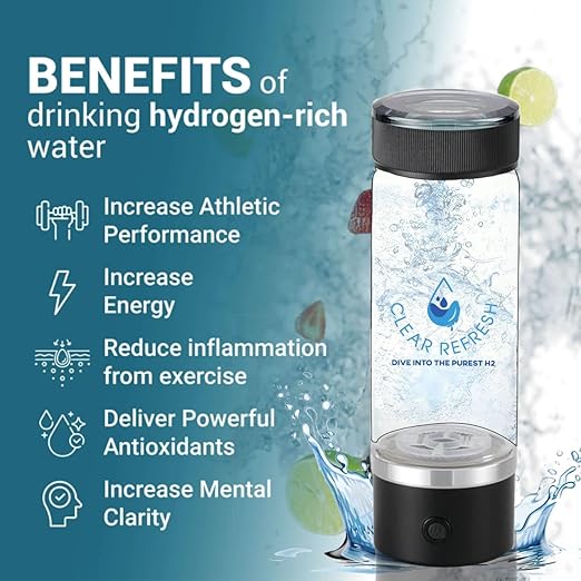 Hydrogen Infused Water Bottle Borosilicate Glass – Travel Friendly Hydrogen Bottle for Office, School, Car – Water Energy Boost – Rich in Antioxidants gothydro Water Hydrogen Water Bottle