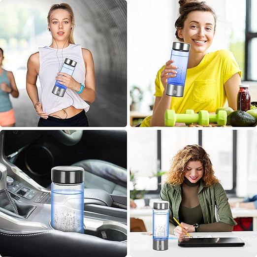 Hydrogen Water Bottle, Portable Hydrogen Water Ionizer Machine, Rechargeable Hydrogen Water Bottle Generator,with Pem SPE Technology Hydrogen Water Cup for Exercise, Travel