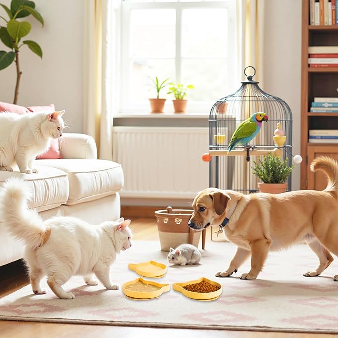 Silicone Dog Bowl Shallow Cat Bowls Set of 3, 7 Inch Wide Whisker Fatigue Flat Puppy Bowls for Small Dogs and Cats, No Spill Less Mess Cat Dog Plates with Suction Cup for Dry and Wet Food