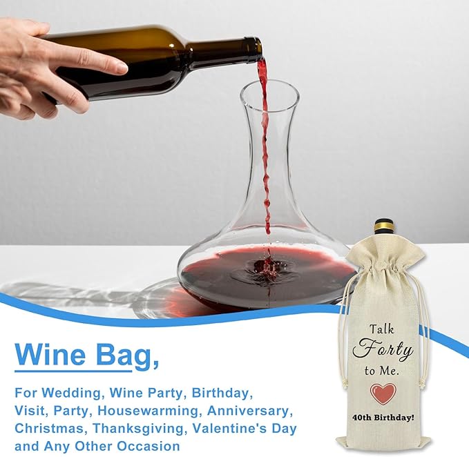 40th Birthday Gifts Wine Bag 40th 1984 Birthday Gifts Idea for Women Men Party Decoration Wine Bag 40 Year Old Birthday Gifts Funny Birthday Party Gifts for Mom Wife Friend Sister Brother Coworker
