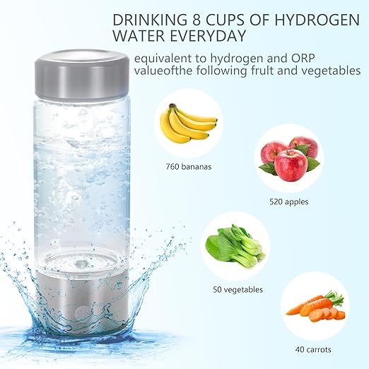 Hydrogen Water Bottle, Portable Hydrogen Water Bottle Generator with SPE PEM Technology Water Ionizer, 420ml Hydrogen Water Machine Improve Water Quality in 3 Minutes for Fathers Day Gift