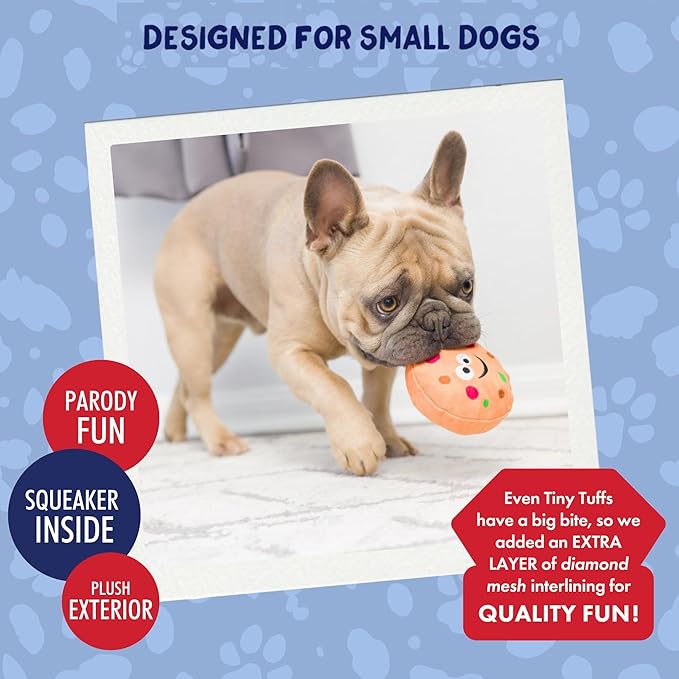 Huxley & Kent Tiny Tuff | Santa's Snack | Christmas Holiday Extra Tough Dog Toy for Small Dogs | 2-Pack Funny Dog Toy | Features Squeaker, Crinkle | Machine Washable