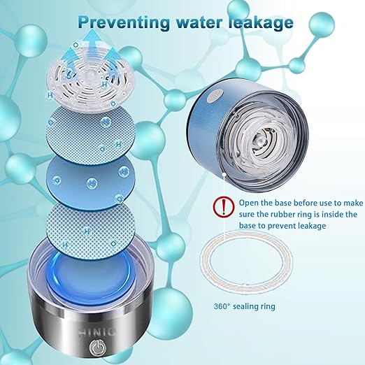 Hydrogen Water Bottle, Fast Hydrogen Water Bottle Generator, 420ml Portable Hydrogen Water Electrolyzer, Hydrogen Water Machine 3 Minutes Improve Daily Drinking Water for Home, Travel, Camping Silver