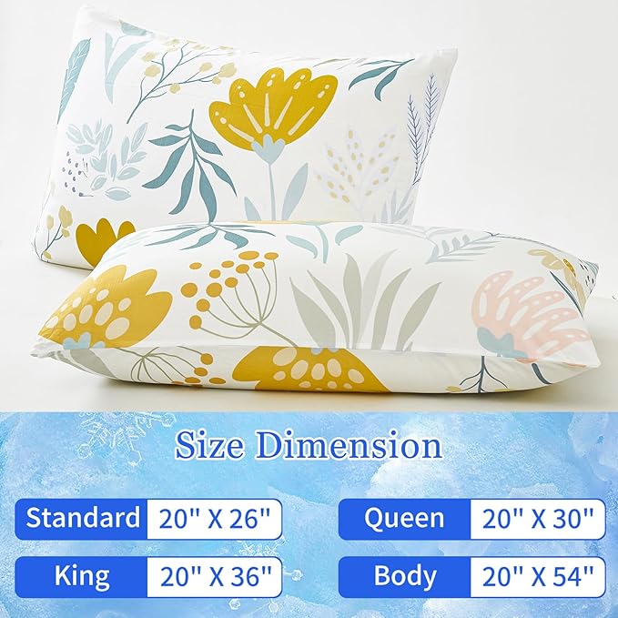 Cooling Pillow Cases for Hot Sleepers - Double Side Arc-Chill Q-Max>0.5 Cooling Fiber Cool Pillow Cases 2 Pack - Breathable Soft Cold Pillow Cases with Hidden Zipper (20" x 36")