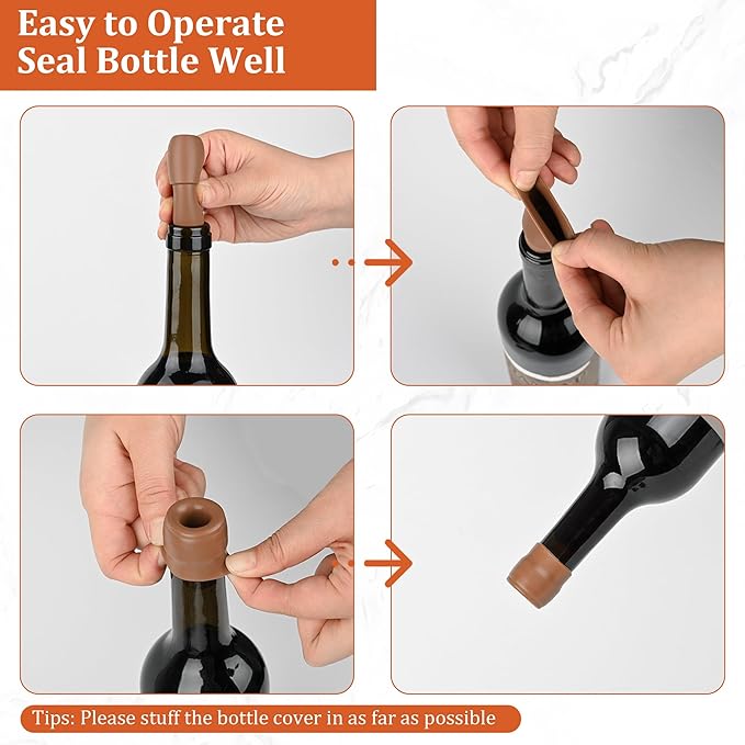9 Pcs YiRayon Wine Bottle Stoppers, Reusable Silicone Wine Seal Stopper Unbreakable Wine Corks Beverages Beer Champagne Red Wine Bottle Covers to Keep Wine Fresh