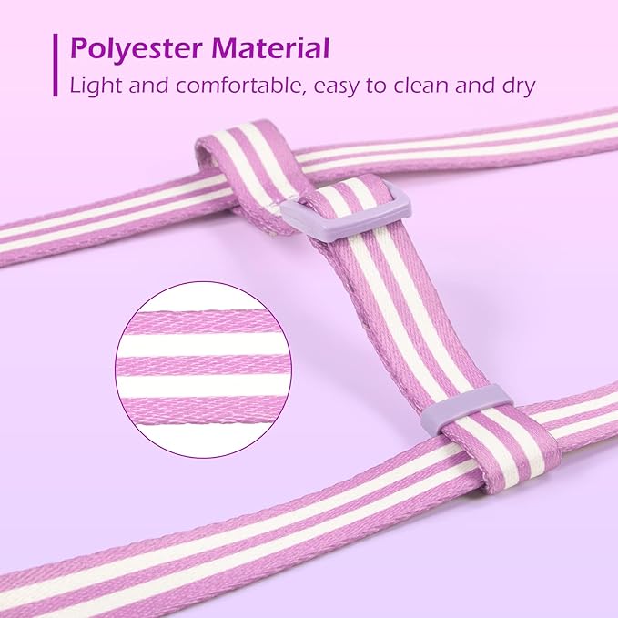 Stripe Step in Dog Harness for Small Dogs, Freedom Nylon Dog Halter Vests, Lightweight and Escape Proof Puppy Harness, Quick Fits for Small Medium and Large Dogs, Purple L