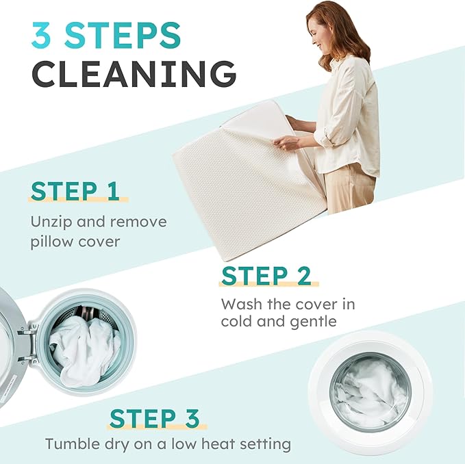 Wedge Pillow with Extra WashableReplaceable Cover, 10 inch Elevated Support Bed Wedge Pillow, Triangle Pillow Wedge for Sleeping Acid Reflux, Post Surgery, Sleep Apnea,Gerd, Memory Foam