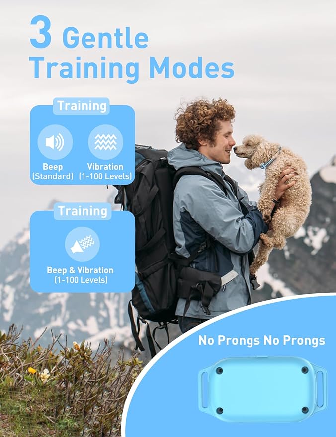 No Shock Dog Training Collar, Vibrating Dog Collar with Remote 2800Ft, Vibration Collar for Puppy Small Medium Large Dogs - No Prongs (Blue)