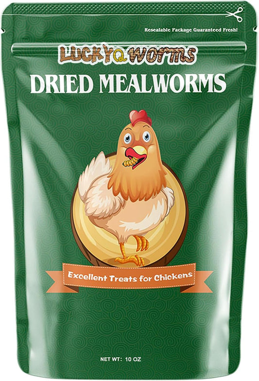 Mealworms, High-Protein Dried Mealworms for Birds, Chickens, Turtles, Fish, Hamsters and Hedgehogs, Non-GMO and Chemical Free, All Natural Animal Feed (10oz)