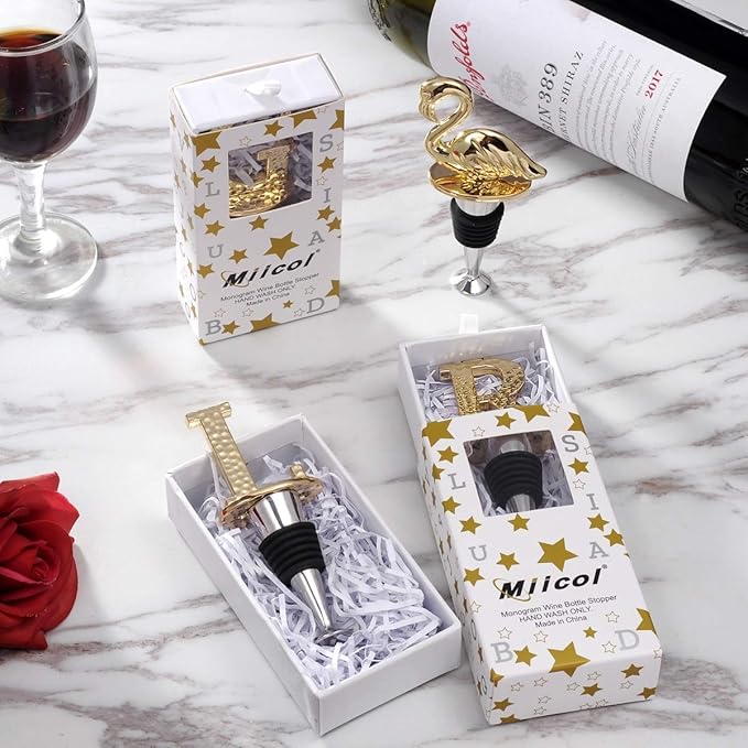 Miicol Wine Bottle Stopper, Prosecco Stopper, Gold Wine Stopper, Personalised Champagne Stopper, Initial Wine Stopper, Funny Prosecco Gift, Wine Lovers Gift, Kitchen Decor, Letter L