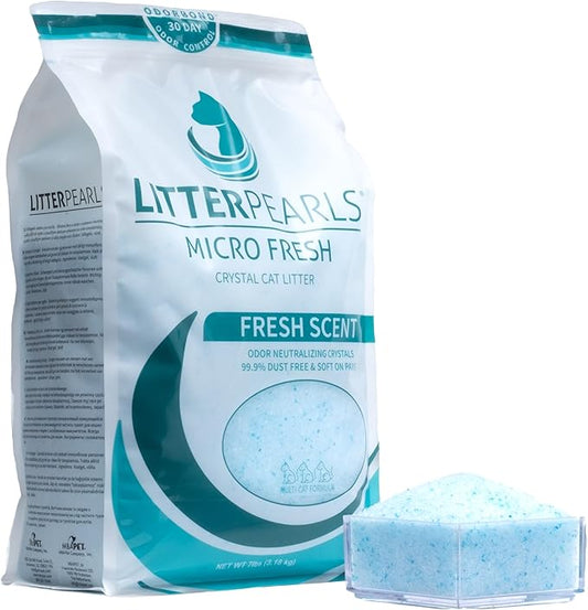 Litter Pearls Micro Fresh Scented Non-Clumping Crystal Cat Litter with Odorbond, 7 lb