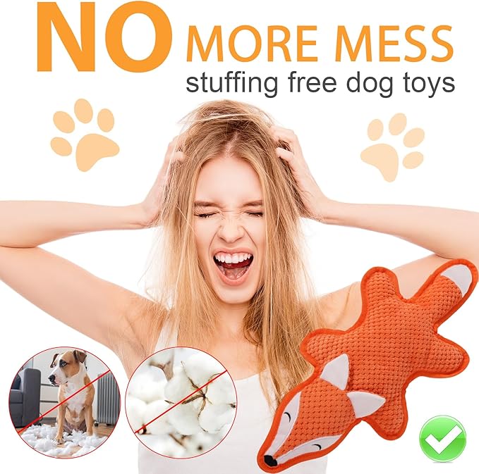 5 Pack No Stuffing Squeaky Dog Toys for Aggressive Chewers - Interactive Durable Plush Chew Toy with Crinkle Paper, Safe Pet Toy for Small to Large Breed, Ideal for Puppy Gifts & Tug of War Toys