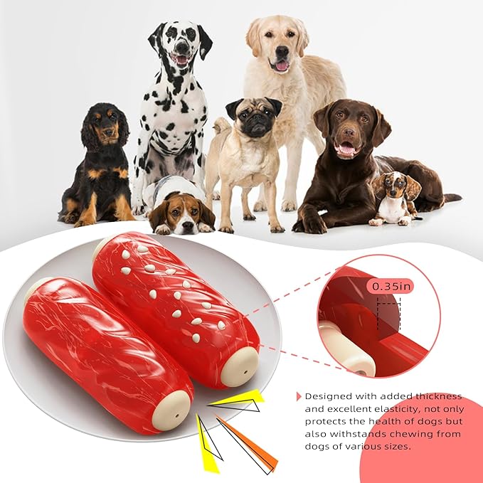 LiuMelinda Dog Chew Toys for Aggressive-Chewers - Indestructible Dog Toy for Aggressive Chewer，Tough Chew Toys for Dogs （Rubber Red Meat Stick）