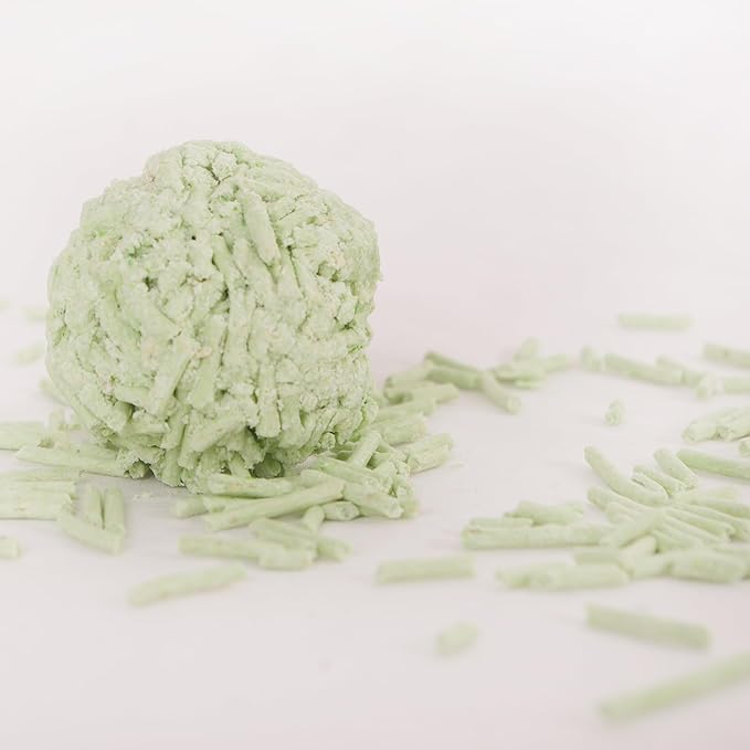Tofu Cat Litter Green Tea 5.5 Lbs, Flushable Clumping Fast Drying, Ultra Absorbent, Low Tracking Cat Litter 2mm Pellets.