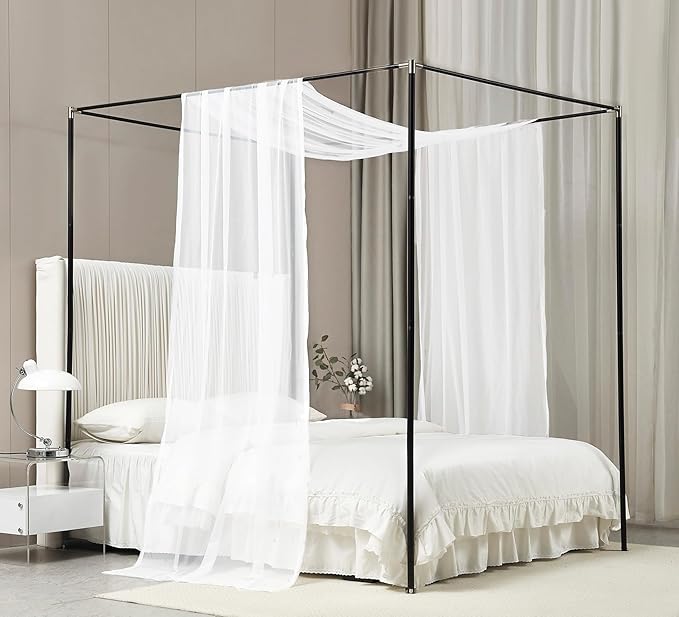 Akiky Canopy Bed Curtains White Bed Canopy Drapes Sheer Curtain Bed Scarf 1 Curtains Panel for King Size Bed décor