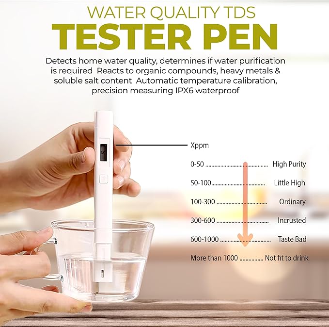 Hydrogen Water Bottle with TDS Meter & Portable Hook - High-Capacity, BPA-Free, Alkaline Water Generator, Leakproof, Ideal for Travel, Sports, College Students