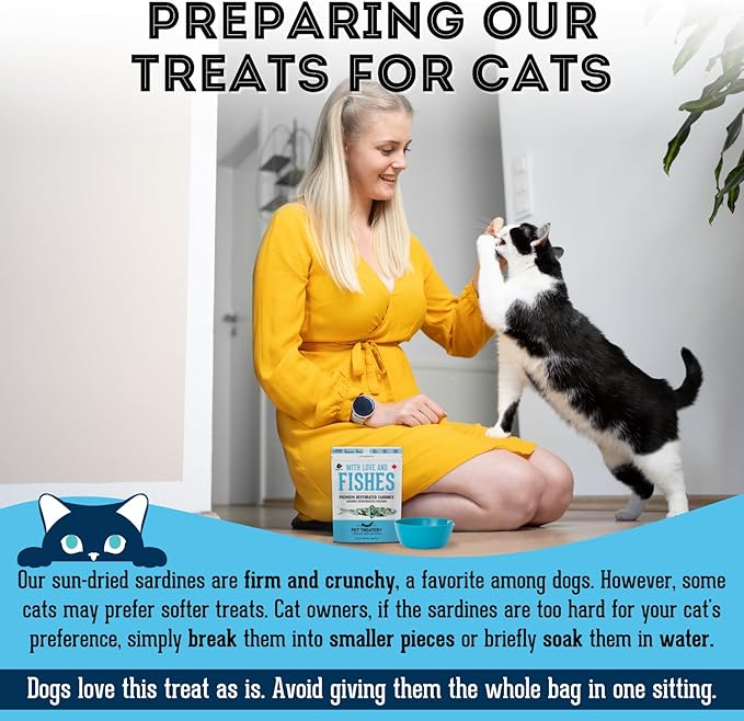 Dehydrated Cod Skin & Sardines for Dogs & Sardines for Cats (4.59 oz, Pack of 2) - Dehydrated Single Ingredient Dog Treats - Natural Dog Treats, Grain Free