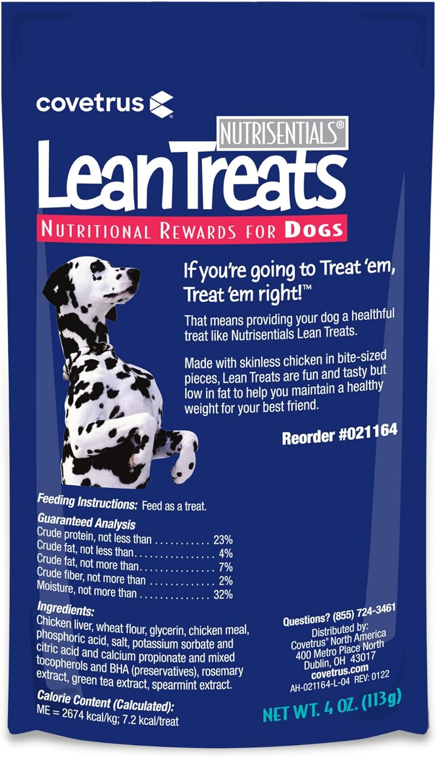 Covetrus Nutrisential Lean Treats for Dogs - Small, Medium & Large Dogs (K9) - Nutritional Low Fat, Bite-Size - Soft Chicken Flavor - Chicken Flavor - 3 Pack - 4oz