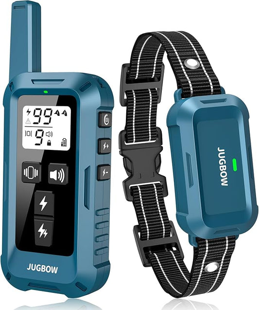Jugbow Dog Shock Collar - 4200FT Dog Training Collar with Remote, IPX7 Waterproof Electric Collar with 4 Training Modes, Security Lock, Rechargeable e-Collar for All Breeds, Sizes, Blue